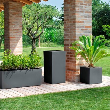Cvetlični lonec Kocka 40 cm antracit - zunanji lonci - zunanja korita - okrasna korita