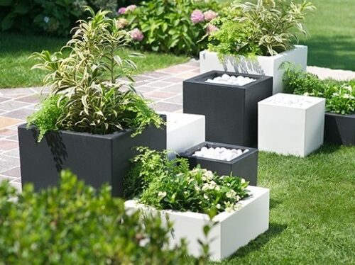 cvetlični lonci pvc pravokotni antracit sivi 40 x 40 cm