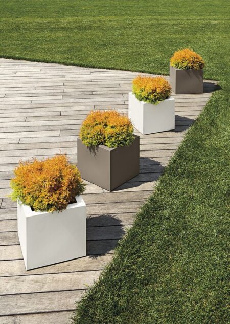 cvetlični lonci Kocka antracit ,bela barva, taupe