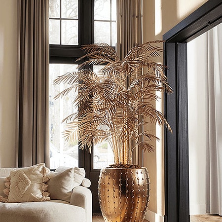 Okrasni lonec zlat Laris 54 x v67 z zlato umetno palmo