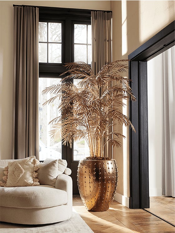 Okrasni lonec zlat Laris 54 x v67 z zlato umetno palmo