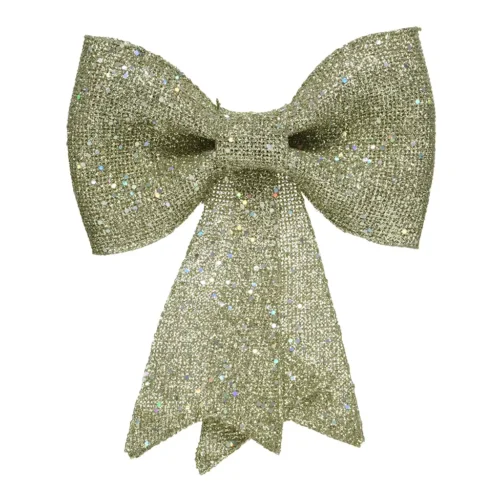 Okrasek Bow zlate barve z bleščicami 14 cm
