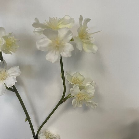 Umetna veja cvetna cvetoča bela krem češnja