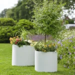 Helij ukrasna tegla Helij okrasni lonci Okrasni lonec Helij bele barve 28 x 24 cm