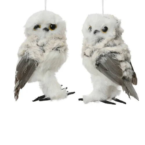 910338_Okrasek Sova - siva&bela 13 cm
