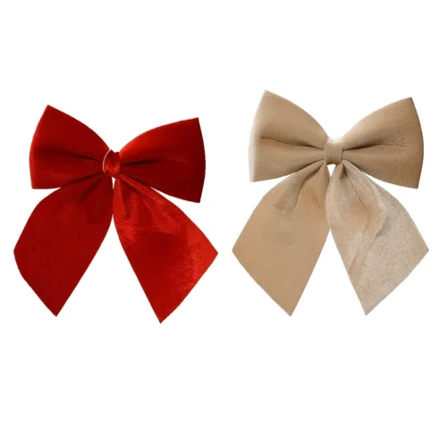 910348_Okrasek Bow žametna (rdeča, krem) 14 cm