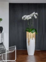 Okrasni lonec Luxe 100 cm belo zlat