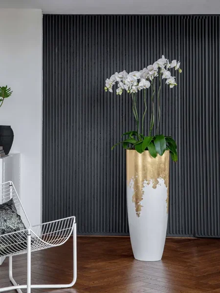 Okrasni lonec Luxe 100 cm belo zlat