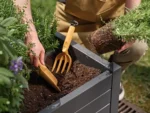 Vrtna ročna lopatica za rože 30cm rumena