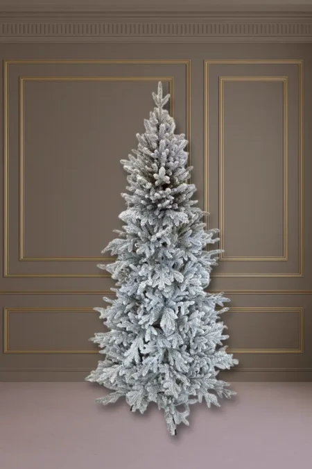 Umetna jelka zasnežena Aspen 210 cm Slim 100% PE (3D iglice) - ozke novoletne jelke