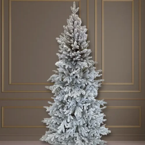 Umetna jelka zasnežena Aspen 210 cm Slim 100% PE (3D iglice) - ozke novoletne jelke