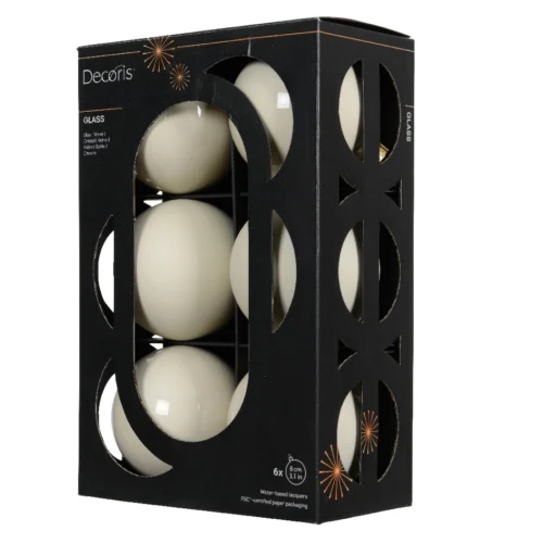 6 steklenih kroglic - bela mat in sijaj barva
