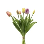 Umetni tulipani šop 40 cm rumeno-roza x7 umetno cvetje