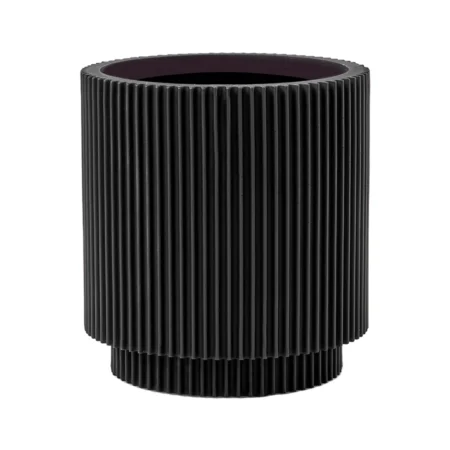 Cvetlični lonec Nature Groove črne barve 17cm