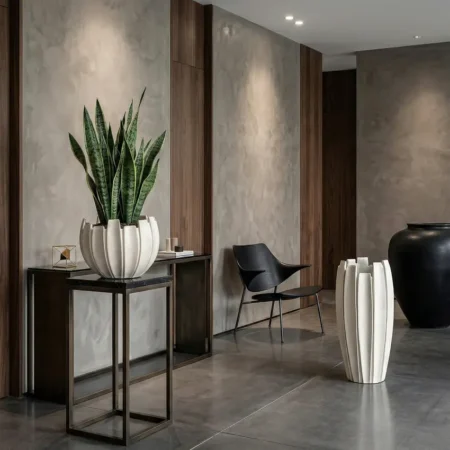 Okrasni lonec Linea 41 x 35 cm beige fiberglass