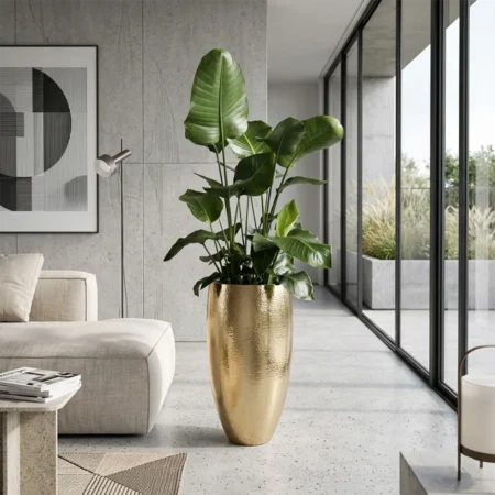 Visok lonec za rože Selena gold višine 70 ali 90 cm