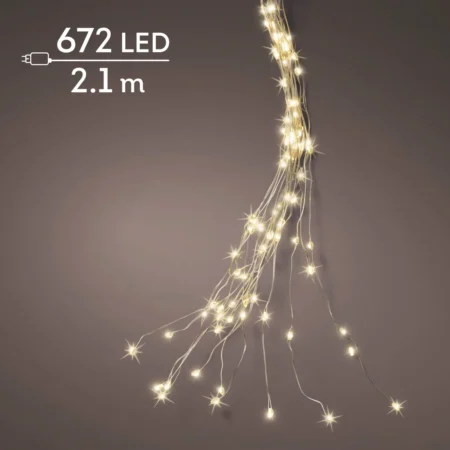 Mikro LED lučke topla bela 210cm - srebrni kabel
