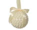 Božična kroglica s pentljo biserna 8 cm 1kos