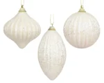 Božična kroglica z bleščicami bela 8 cm