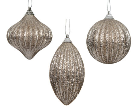 Božična kroglica z bleščicami biserna 8 cm 1kos