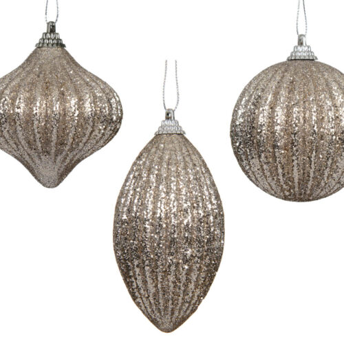 Božična kroglica z bleščicami biserna 8 cm 1kos