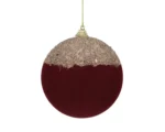 Božična kroglica žametna z bleščicami bordo d10 cm